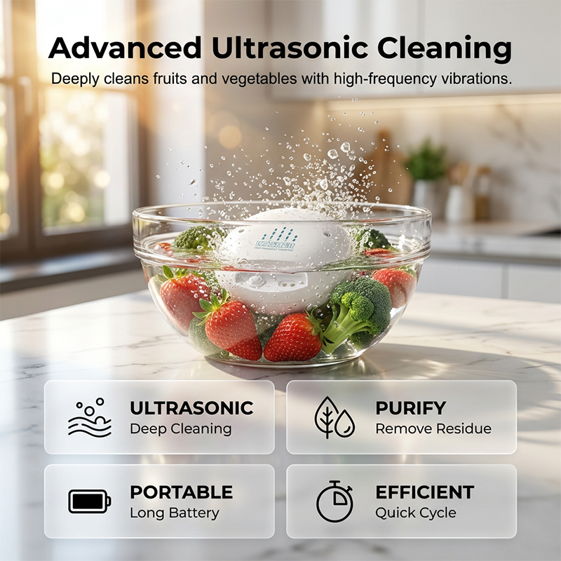 🍎Draagbare Ultrasone Reiniger voor Groente en Fruit💧✨