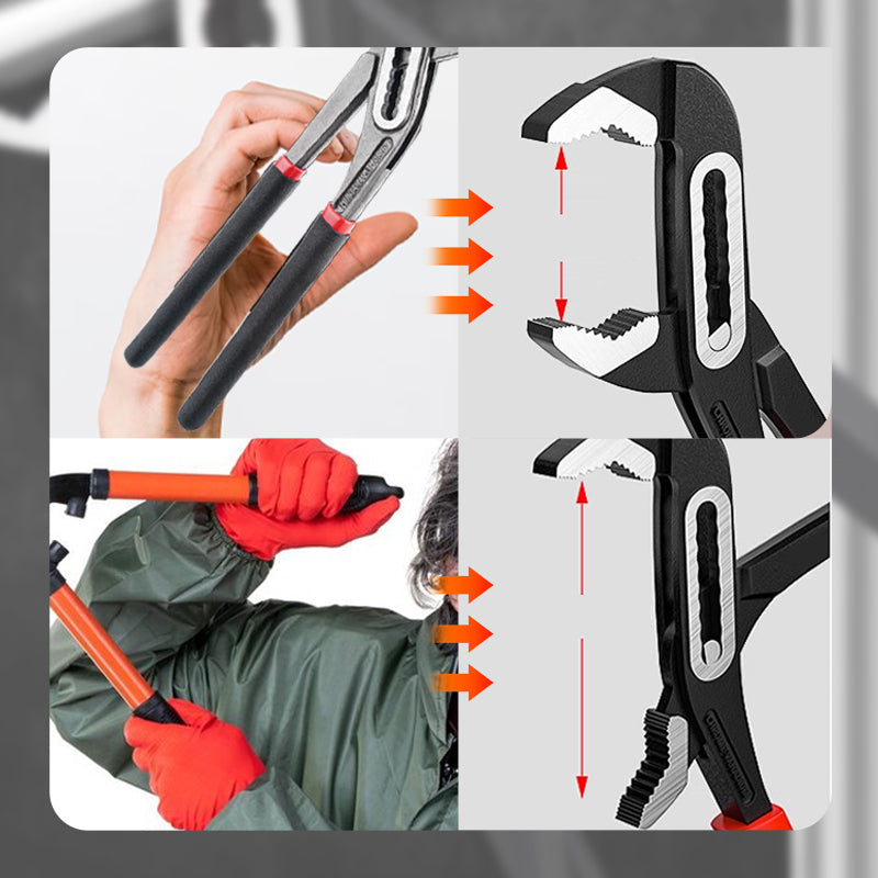 💥【50% OFF】🔥 Waterpomptang/Groefverbindingstang | Chroom-Vanadiumstaal | 7-voudig Verstelbare Kaak | Getande Kaken Antislip | Rubberen Handgreep Comfortabel | Universeel voor Loodgieterij/Auto/Huishouden 🔧