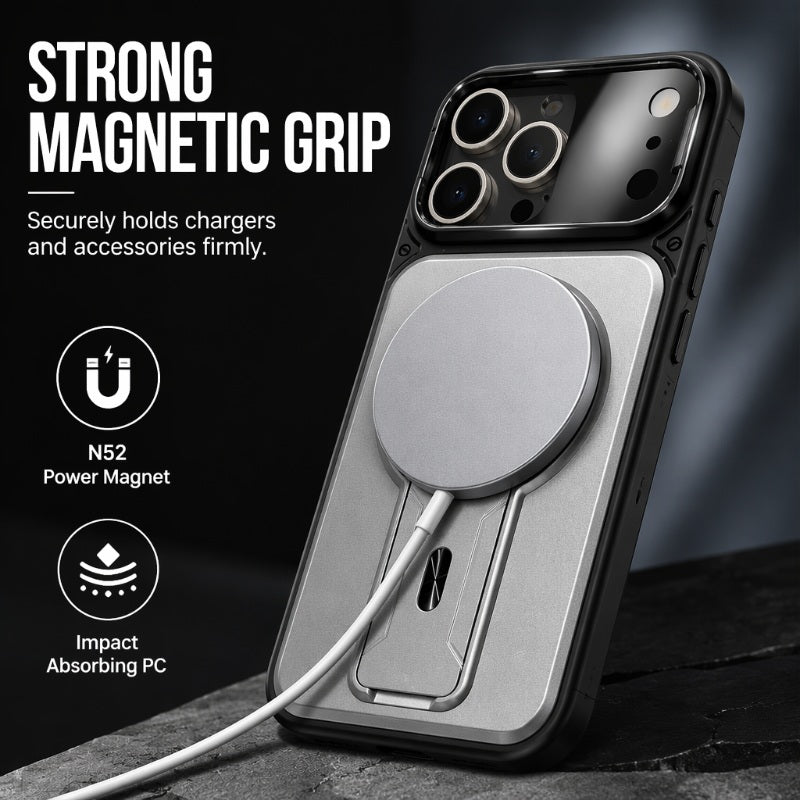 ✨ Eén hoesje, drie upgrades – magnetisch, opklapbare lensbescherming en een compacte standaard. Geschikt voor iPhone 13-17. Verzending vanuit het VK