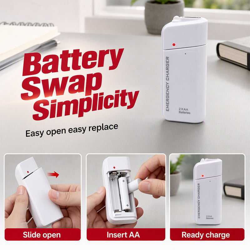 🔋🔦 KOOP 2, KRIJG 1 GRATIS! AA-Batterij Powerbank met LED-zaklamp – Extra Stroom voor je Telefoon in Noodsituaties | Compact & Altijd Handig 📱