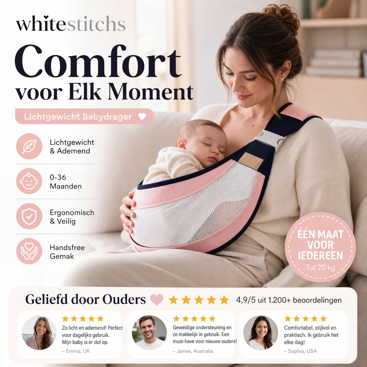 👶 NU 50% KORTING! 4-in-1 Draagzak met Ademend Mesh – Voor & Achter Dragen | 0–36 Maanden | Dicht bij Je Baby & Handen Vrij ✨