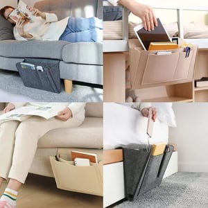 🛏️ KOOP 2, KRIJG 1 GRATIS – Vilten Bedhangorganizer | Voor Boeken, Telefoon, Bril & Afstandsbediening | Praktische Opbergtas voor Naast het Bed | Alles Binnen Handbereik