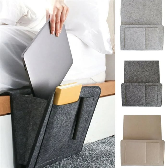 🛏️ KOOP 2, KRIJG 1 GRATIS – Vilten Bedhangorganizer | Voor Boeken, Telefoon, Bril & Afstandsbediening | Praktische Opbergtas voor Naast het Bed | Alles Binnen Handbereik