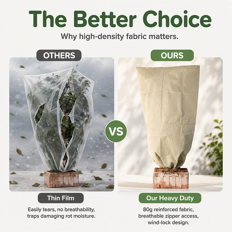 📢📢 50% KORTING 🌱 Planten Vorstbescherming | 80g Ademend Non-woven Doek | Beschermt Tegen Vorst, Sneeuw & Kou | UV-bestendig | Voor Tuin-, Pot- & Balkonplanten