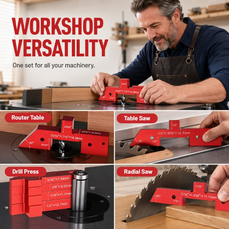 📢📢 50% KORTING!! 📏 Aluminium Instelblokken voor Houtbewerking – Precisie Setup Blocks voor Zaag- & Freestafels