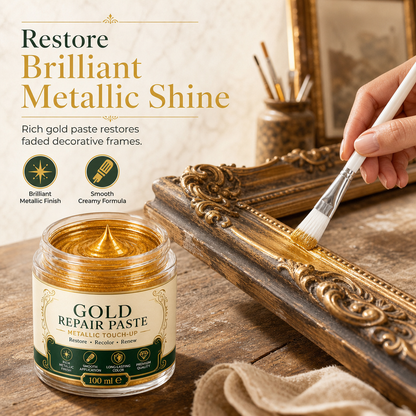 ✨🏆 Metallic Goud Restauratiepasta 100ml – Glanzende Goudafwerking met Precisieborstel voor Decoratie & Meubels