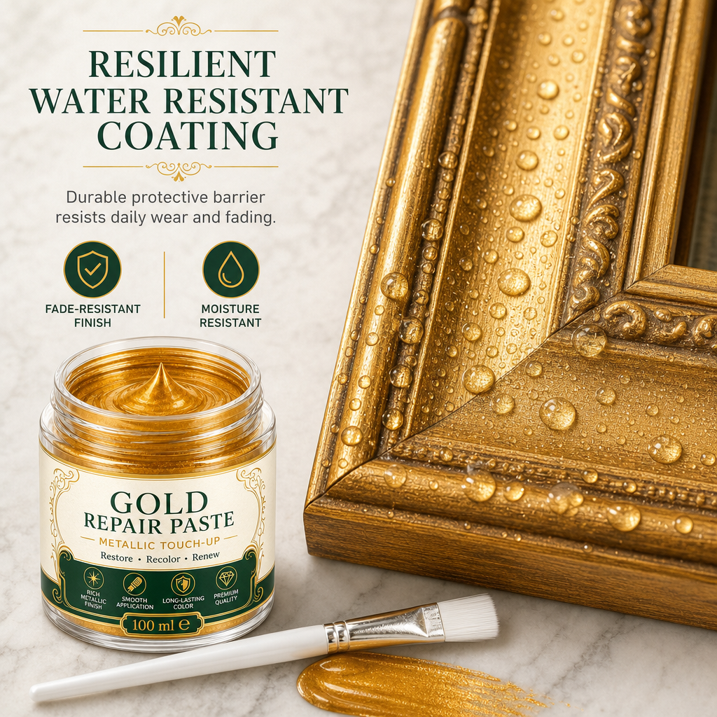 ✨🏆 Metallic Goud Restauratiepasta 100ml – Glanzende Goudafwerking met Precisieborstel voor Decoratie & Meubels