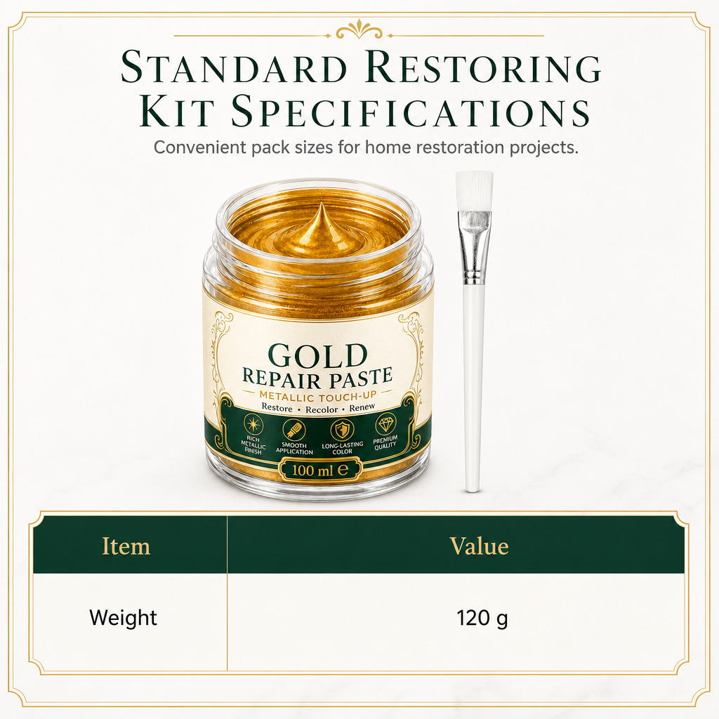 ✨🏆 Metallic Goud Restauratiepasta 100ml – Glanzende Goudafwerking met Precisieborstel voor Decoratie & Meubels