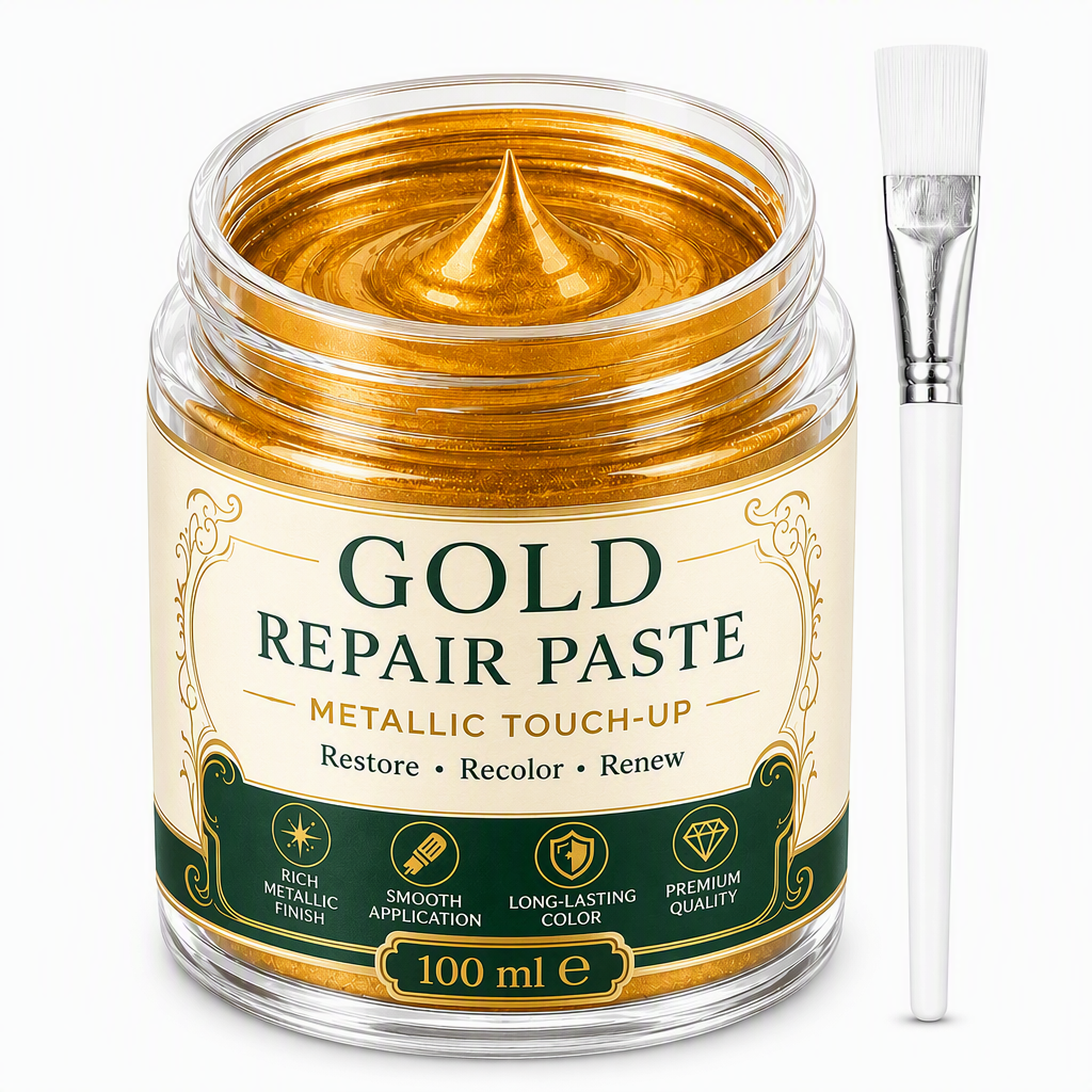 ✨🏆 Metallic Goud Restauratiepasta 100ml – Glanzende Goudafwerking met Precisieborstel voor Decoratie & Meubels