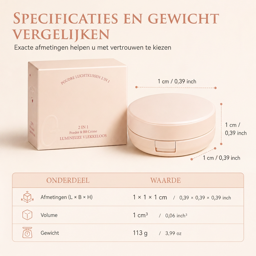 2-in-1 Lichtgevende Perfecte Air Cushion BB Crème en Compact Poeder