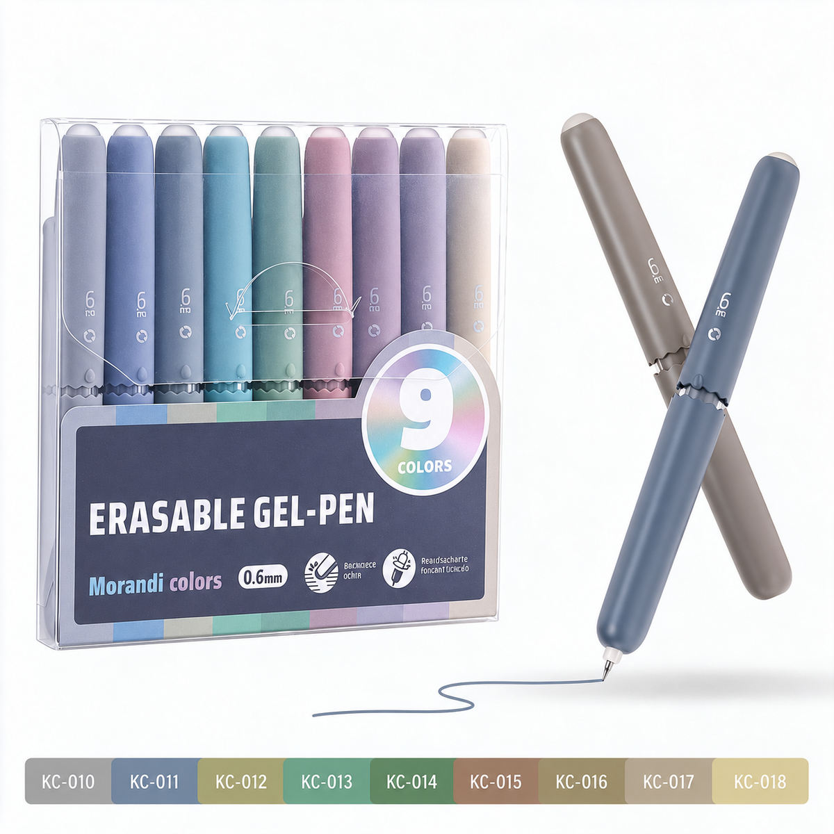 🎁⏰Set van 9 uitwisbare gelpennen in verschillende kleuren