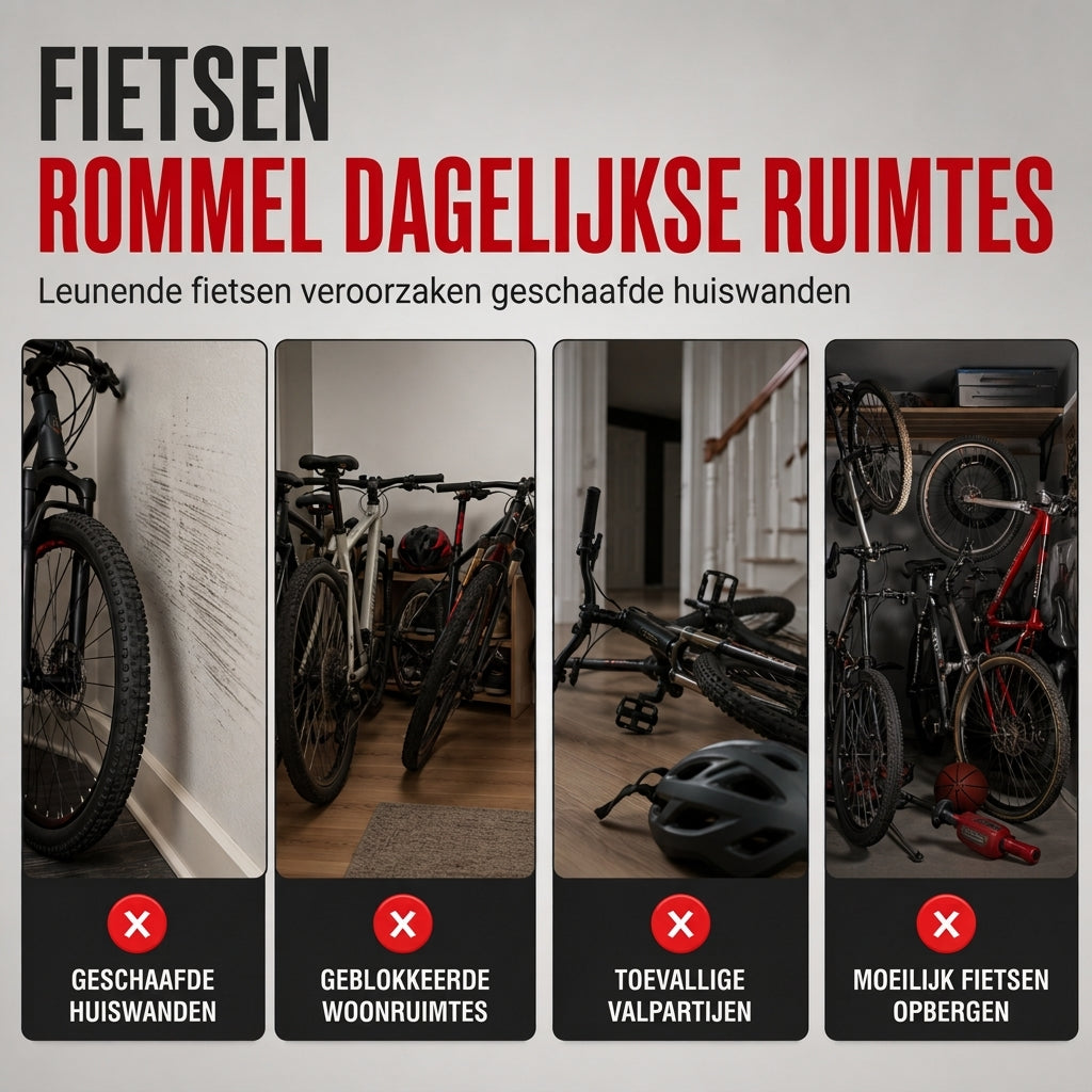 Opvouwbare fietsparkeerstandaard voor op de vloer, met dubbele paal en U-vorm, fietsendisplayrek voor racefietsen en mountainbikes