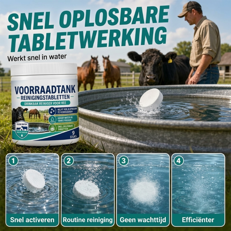 ⏰🎁Sneloplossende reinigingstabletten voor veewaterreservoirs