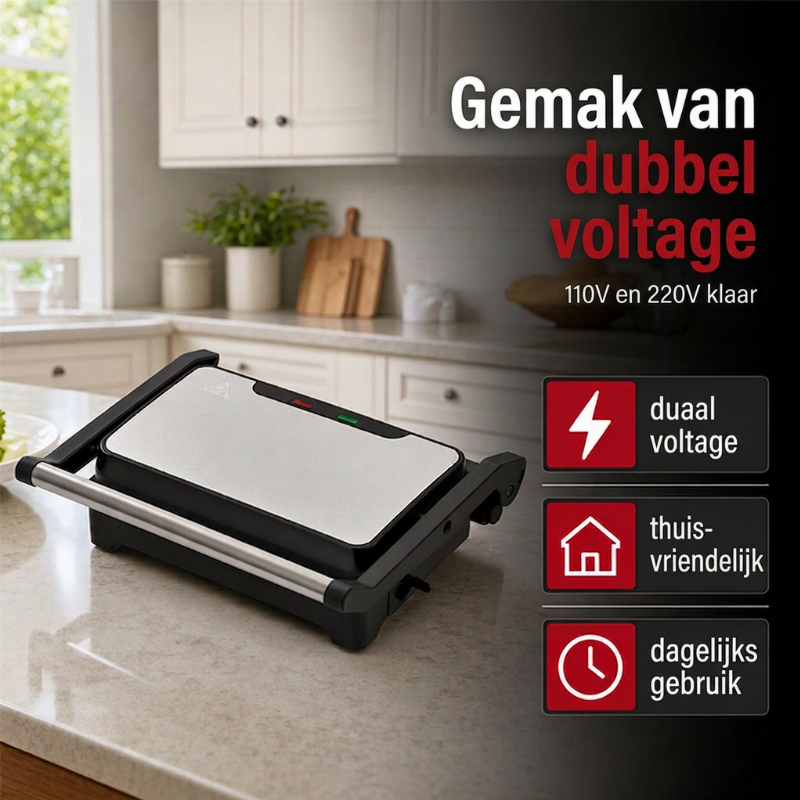 🥪🔥 Elektrische sandwich- en paninigrill met 180° plaat