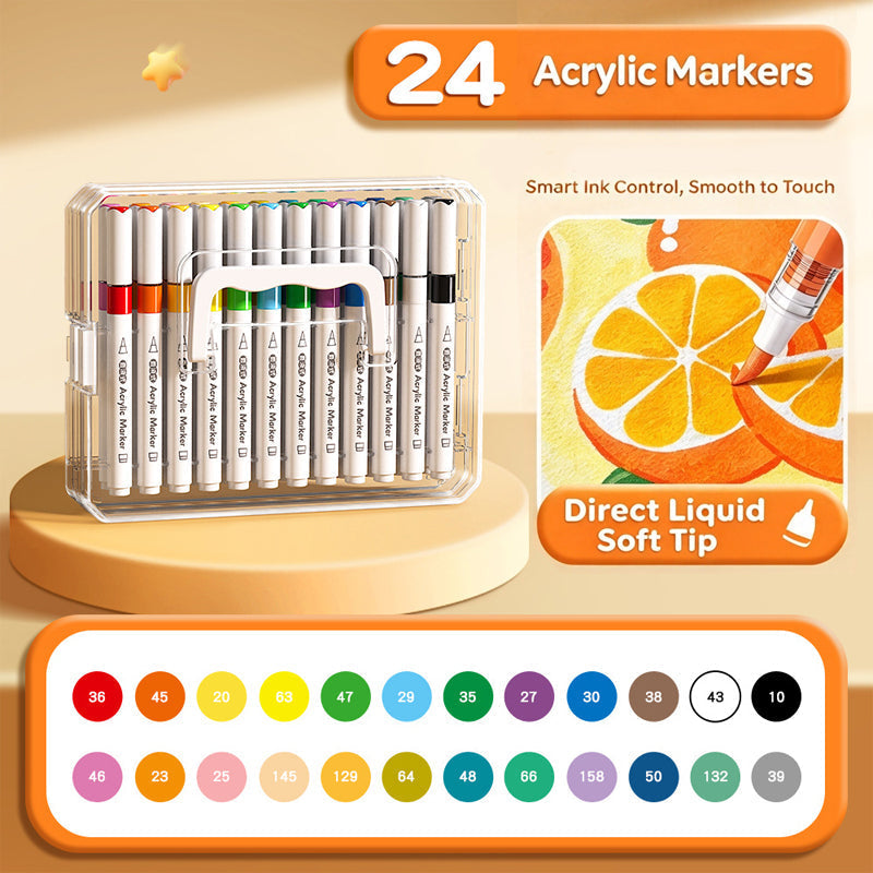 🎨✨ Acrylmarkers met zachte penseelpunt – Levendige kleuren voor creatieve projecten