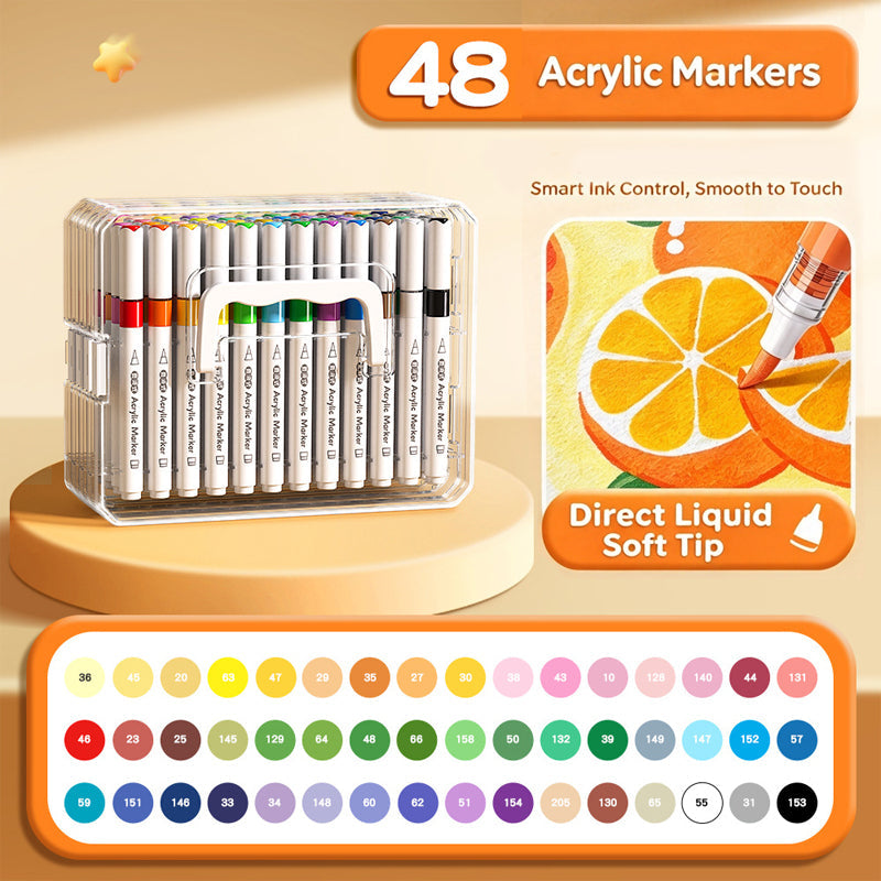 🎨✨ Acrylmarkers met zachte penseelpunt – Levendige kleuren voor creatieve projecten