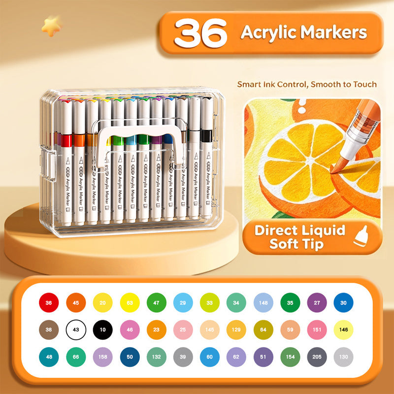 🎨✨ Acrylmarkers met zachte penseelpunt – Levendige kleuren voor creatieve projecten