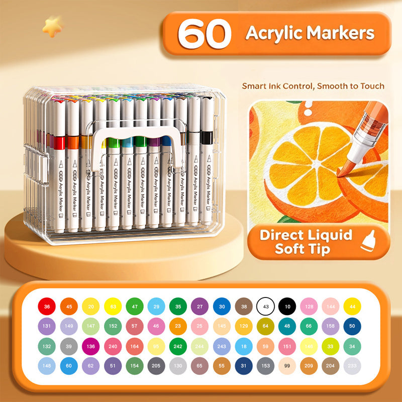 🎨✨ Acrylmarkers met zachte penseelpunt – Levendige kleuren voor creatieve projecten