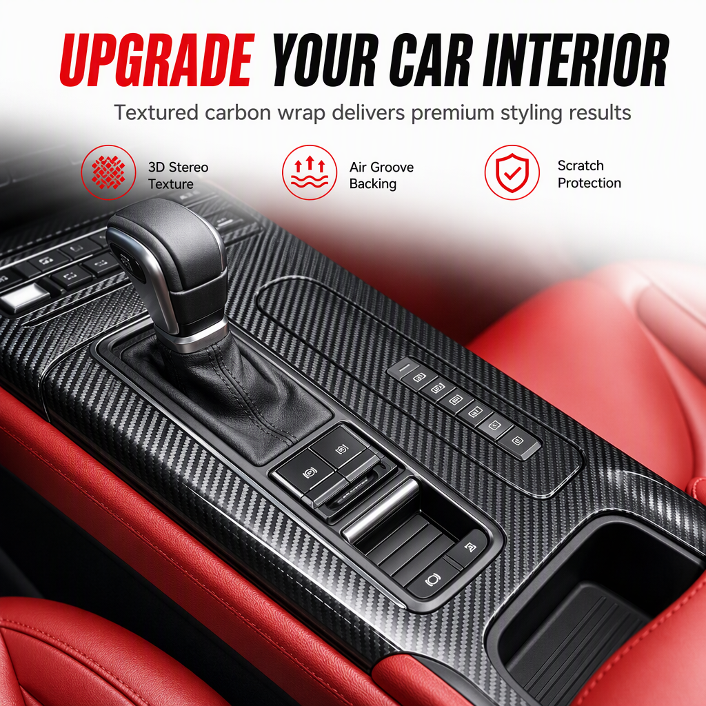 🚗 Zelfklevende carbonlook interieurfolie
