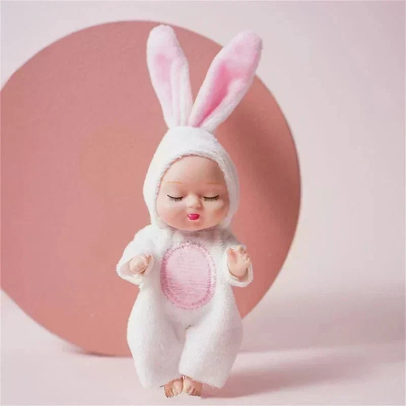 🎁Nu 50% Korting! Mini Reborn Babypoppen Set – Levensechte Mini Poppen met Schattige Dierenbadjasjes, Perfect Cadeau voor Kinderen