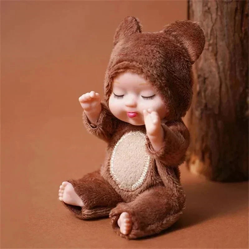 🎁Nu 50% Korting! Mini Reborn Babypoppen Set – Levensechte Mini Poppen met Schattige Dierenbadjasjes, Perfect Cadeau voor Kinderen