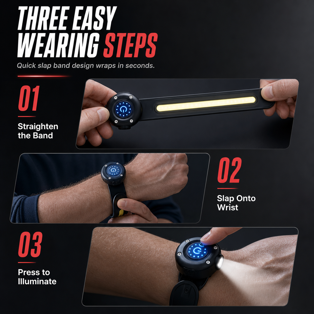 ⌚NU 50% KORTING! Multifunctionele Polsveiligheidslamp – Handsfree Dubbele LED Polslamp met Magnetische Basis voor Hardlopen in het Donker, Fietsen & Buitenwerk