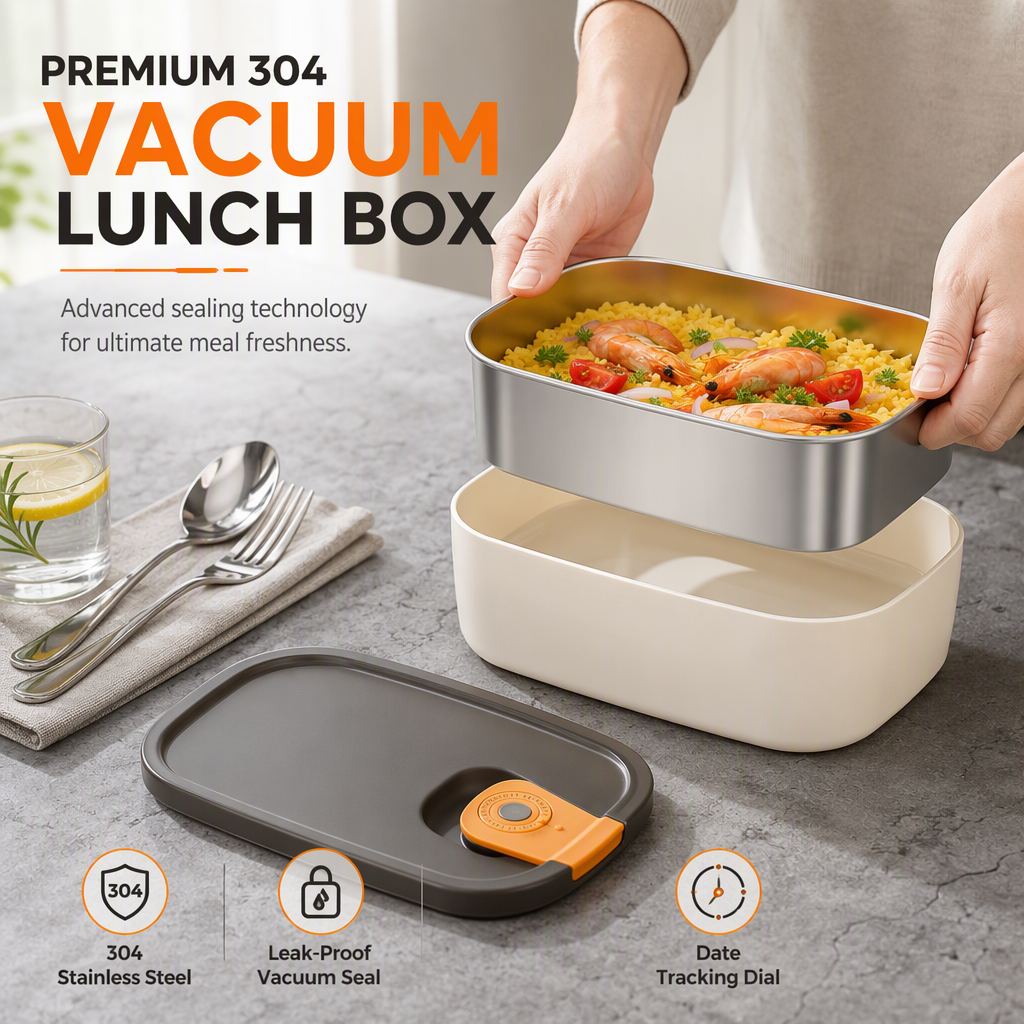 🍱NU 50% KORTING! Lekvrije 304 Roestvrijstalen Lunchbox – Magnetronbestendige Verdeelde Voedselcontainer voor Kantoor & School