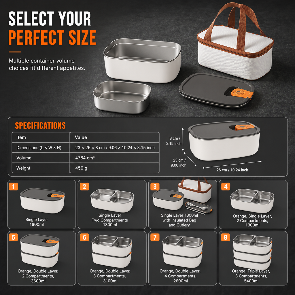 🍱NU 50% KORTING! Lekvrije 304 Roestvrijstalen Lunchbox – Magnetronbestendige Verdeelde Voedselcontainer voor Kantoor & School