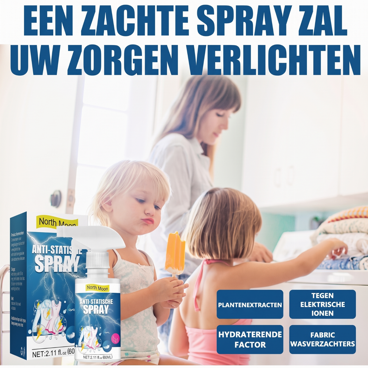 Stop statische elektriciteit direct! Antistatische spray voor stof en haar