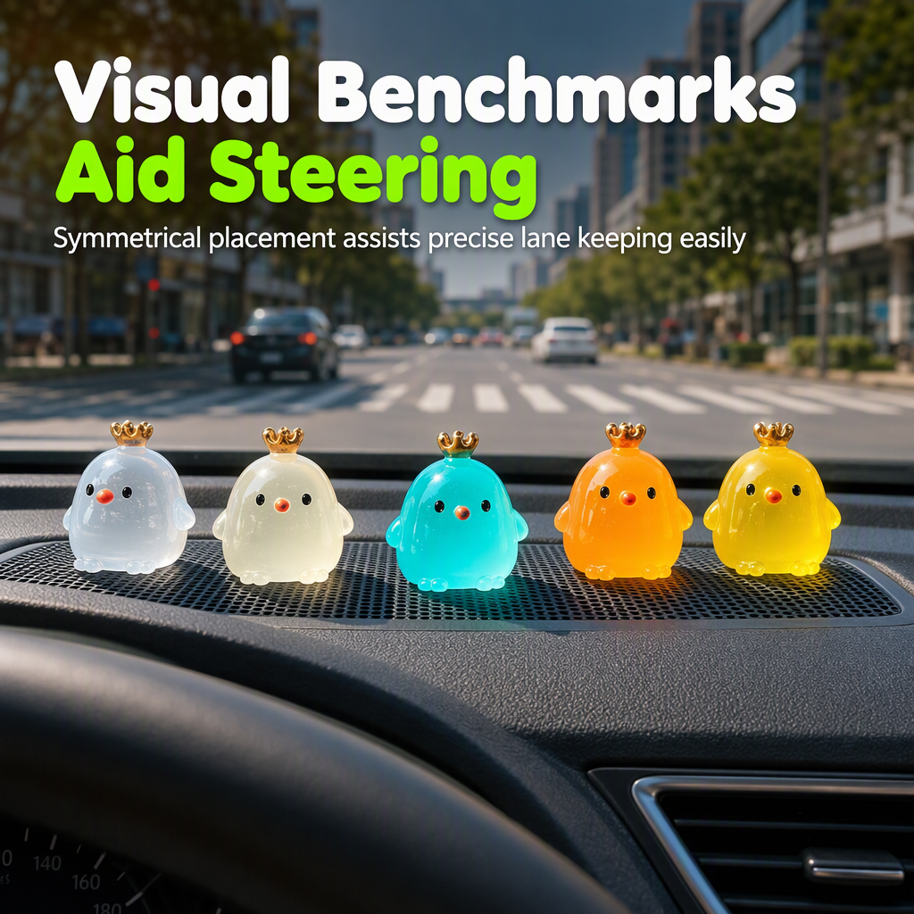 5-Delige Mini Lichtgevende Kuikentjes voor Auto Dashboard & Uitlijning