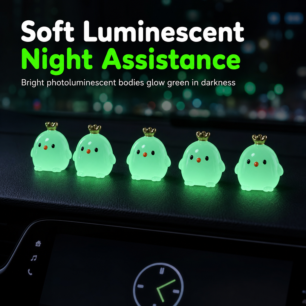 5-Delige Mini Lichtgevende Kuikentjes voor Auto Dashboard & Uitlijning