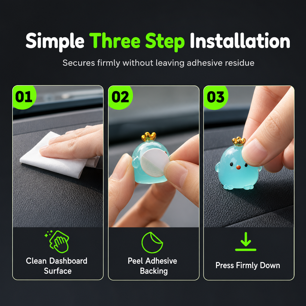 5-Delige Mini Lichtgevende Kuikentjes voor Auto Dashboard & Uitlijning