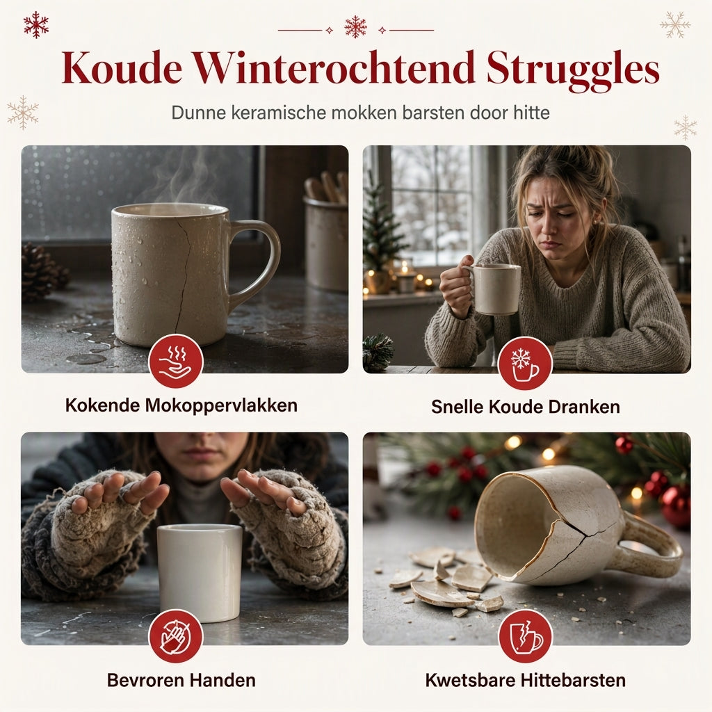 🎄☕ Kerst Keramische Mok – Feestelijke Prints, Comfortabel Rood Handvat & Gezellige Wintermomenten