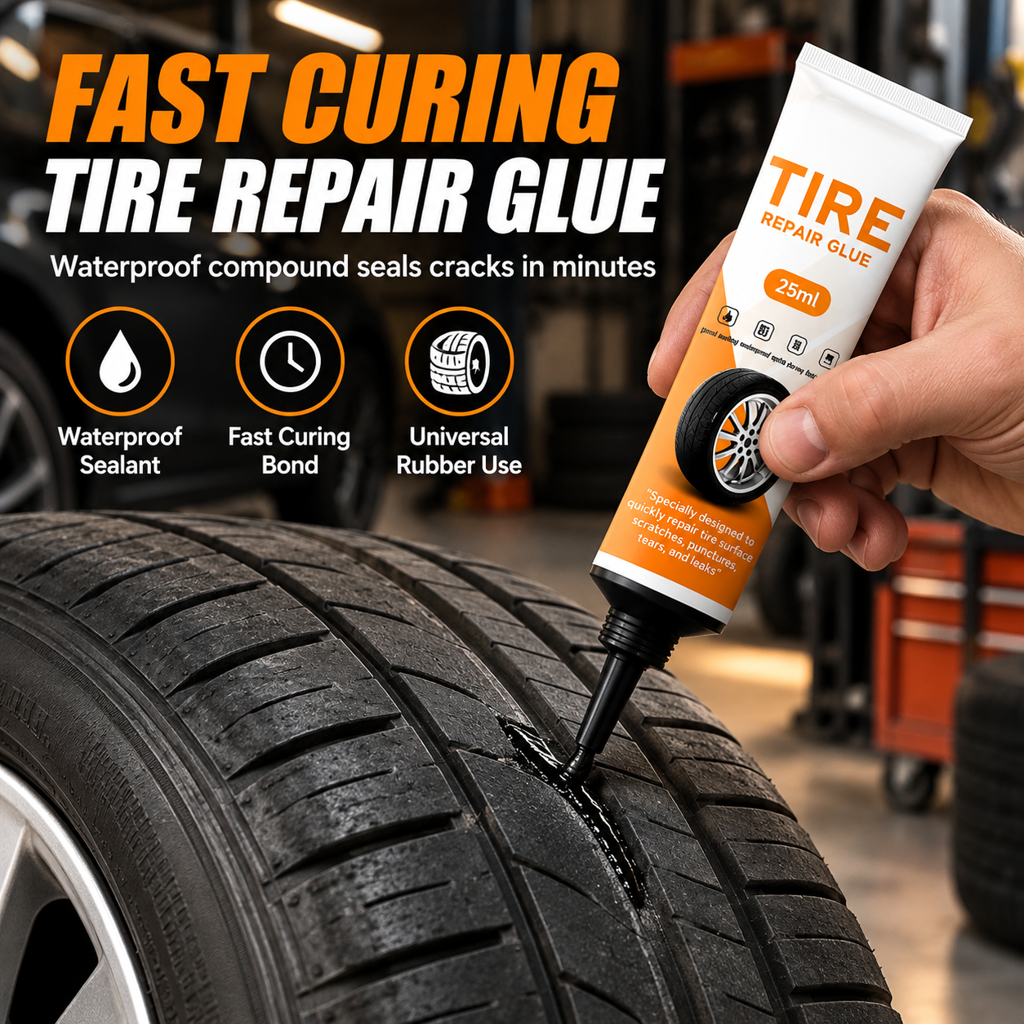 Waterproof Car Tire Repair Glue Quick Drying Adhesive Sealant for Fixing Surface Cracks Scratches and Damage 25ml