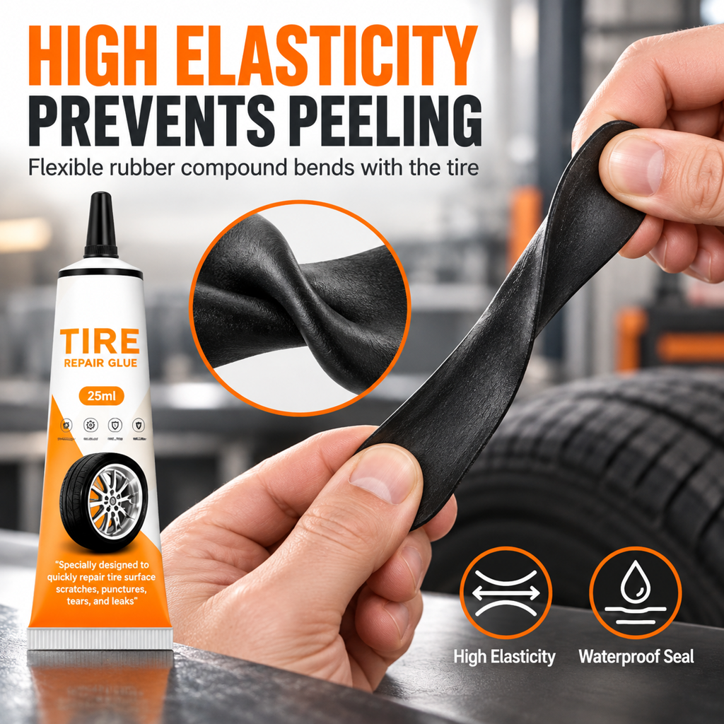 Waterproof Car Tire Repair Glue Quick Drying Adhesive Sealant for Fixing Surface Cracks Scratches and Damage 25ml
