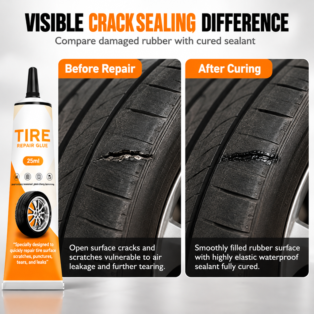 Waterproof Car Tire Repair Glue Quick Drying Adhesive Sealant for Fixing Surface Cracks Scratches and Damage 25ml