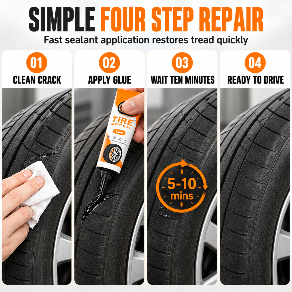 Waterproof Car Tire Repair Glue Quick Drying Adhesive Sealant for Fixing Surface Cracks Scratches and Damage 25ml