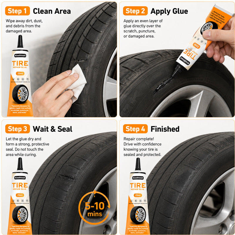 Waterproof Car Tire Repair Glue Quick Drying Adhesive Sealant for Fixing Surface Cracks Scratches and Damage 25ml