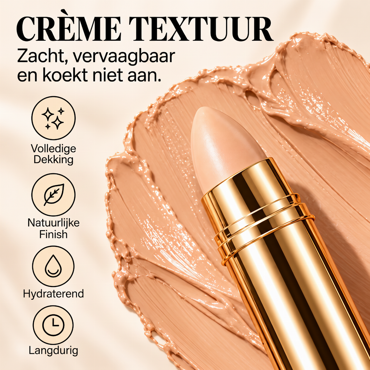 Natuurlijke naadloze concealerstift – 3-in-1: camoufleren, ophelderen & contouren