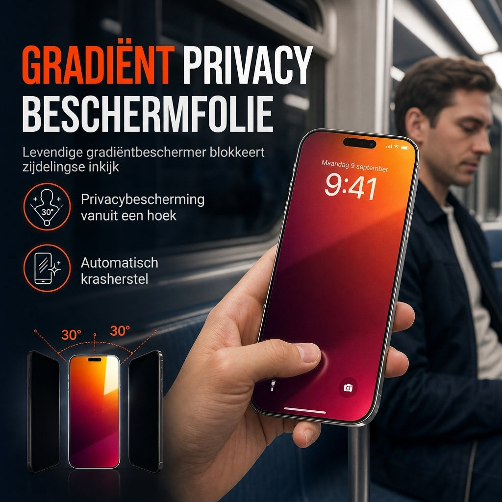 Gradiënte Privacy Hydrogel Screenprotector - Kleurrijke Anti-TPU Film met Eenvoudige Installatie Positioneringssticker - Compatibel met 18 Pro Max 17 Air 16 15 14 Series