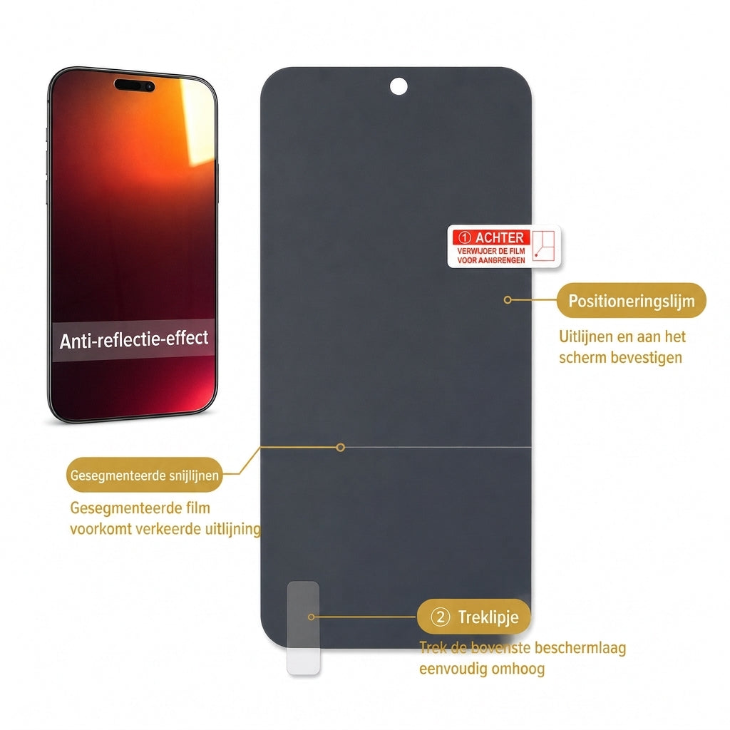Gradiënte Privacy Hydrogel Screenprotector - Kleurrijke Anti-TPU Film met Eenvoudige Installatie Positioneringssticker - Compatibel met 18 Pro Max 17 Air 16 15 14 Series