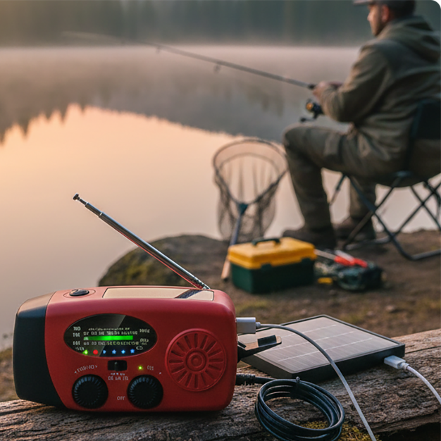 📻Multifunctionele draagbare noodradio op zonne-energie – powerbank, handzwengel en weerswaarschuwingen voor buitenactiviteiten en crisisvoorbereiding