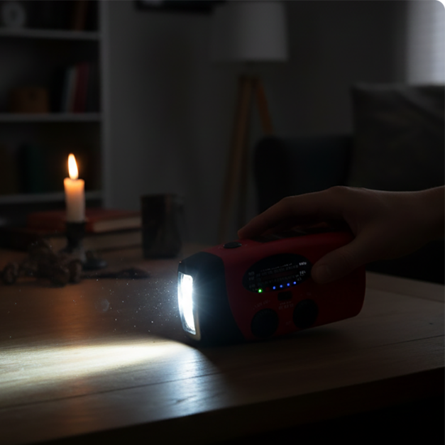 📻Multifunctionele draagbare noodradio op zonne-energie – powerbank, handzwengel en weerswaarschuwingen voor buitenactiviteiten en crisisvoorbereiding