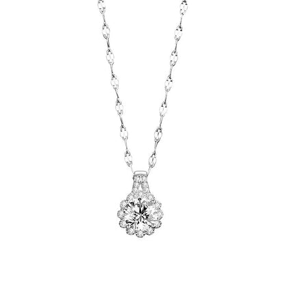 Zonnebloem Sterling Zilveren Diamanten Ketting