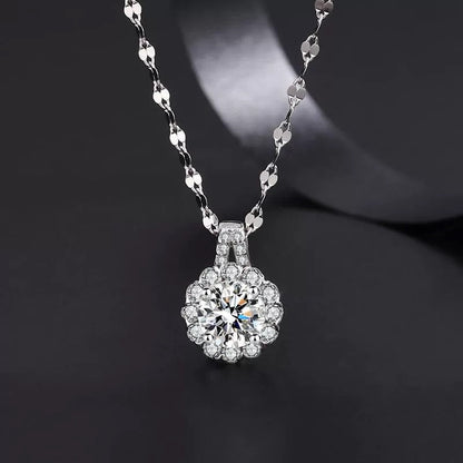 Zonnebloem Sterling Zilveren Diamanten Ketting